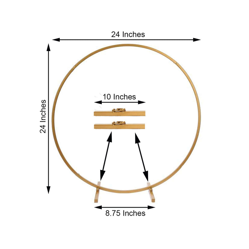 24" Round Metal Floral Hoop Standing Wreath Centerpiece Ring