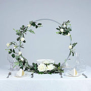 24" Round Metal Floral Hoop Standing Wreath Centerpiece Ring - Silver WOD_HOPMET5_24_SILV