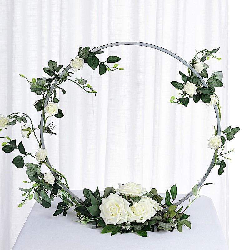 24" Round Metal Floral Hoop Standing Wreath Centerpiece Ring