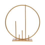 24" Round Metal Floral Hoop with Pillars Standing Wreath Table Centerpiece - Gold WOD_HOPMET9_24_GOLD