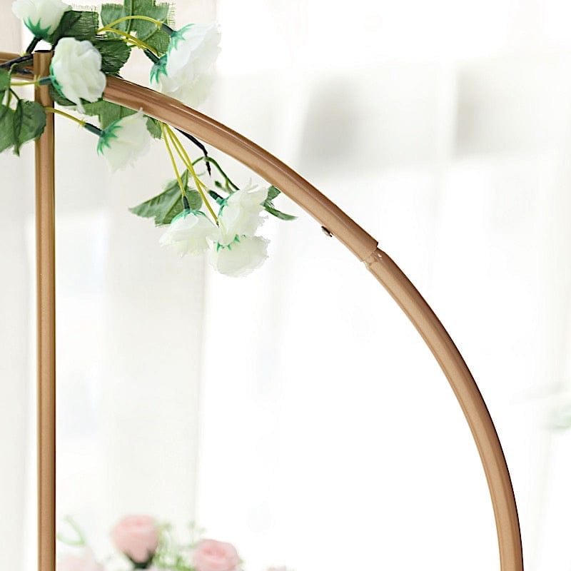 24" Round Metal Floral Hoop with Pillars Standing Wreath Table Centerpiece - Gold WOD_HOPMET9_24_GOLD