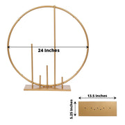 24" Round Metal Floral Hoop with Pillars Standing Wreath Table Centerpiece - Gold WOD_HOPMET9_24_GOLD