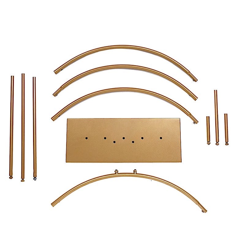 24" Round Metal Floral Hoop with Pillars Standing Wreath Table Centerpiece - Gold WOD_HOPMET9_24_GOLD