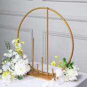 24" Round Metal Floral Hoop with Pillars Standing Wreath Table Centerpiece - Gold WOD_HOPMET9_24_GOLD