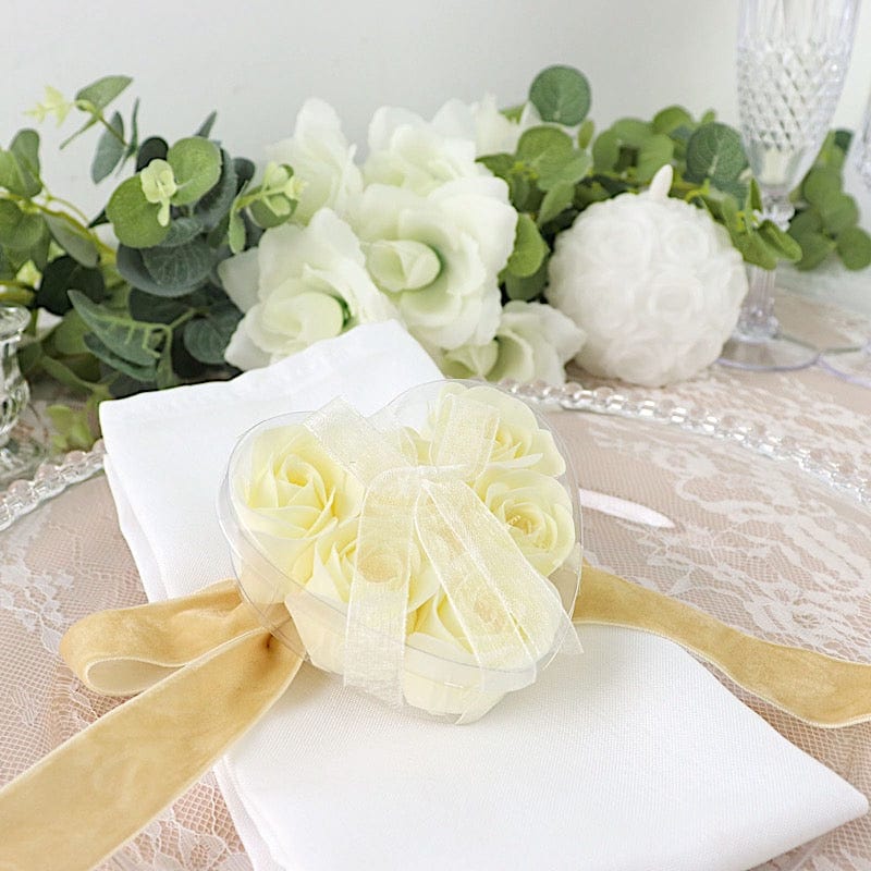 24 Scented Rose Soap Wedding Favors with Gift Boxes and Ribbons