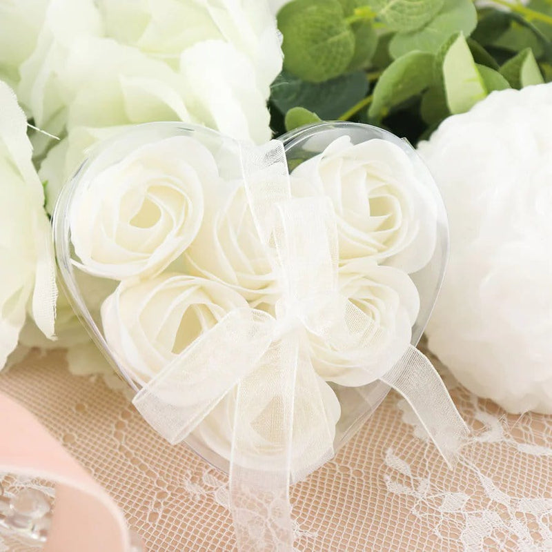 24 Scented Rose Soap Wedding Favors with Gift Boxes and Ribbons