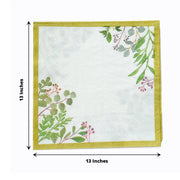 24 Square 10" Leaves Design 2-Ply Paper Dinner Napkins with Gold Rim - White NAP_BEV10_GOLD