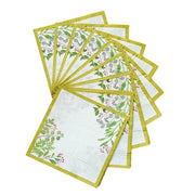 24 Square 10" Leaves Design 2-Ply Paper Dinner Napkins with Gold Rim - White NAP_BEV10_GOLD