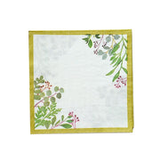 24 Square 10" Leaves Design 2-Ply Paper Dinner Napkins with Gold Rim - White NAP_BEV10_GOLD
