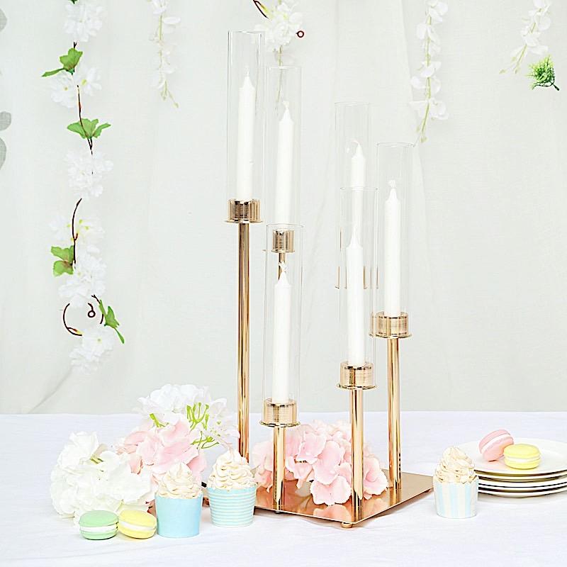 24" tall Candelabra Candle Holder Centerpiece with Glass