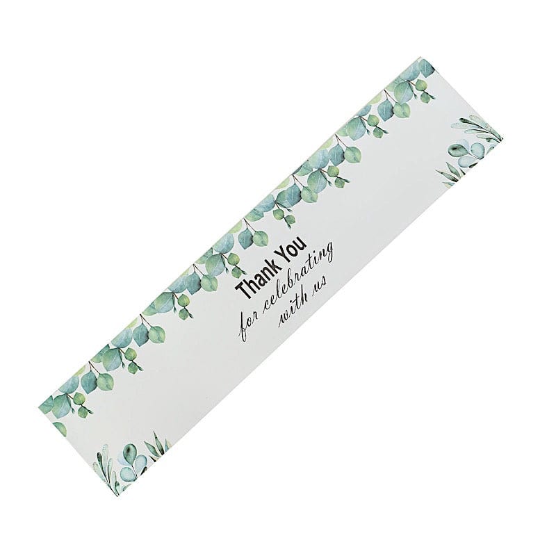24 Thank You with Leaves Stickers Party Water Bottle Labels - White and Green STK_BOTT_TYCLB01_GRN