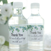 24 Thank You with Leaves Stickers Party Water Bottle Labels - White and Green STK_BOTT_TYCLB01_GRN