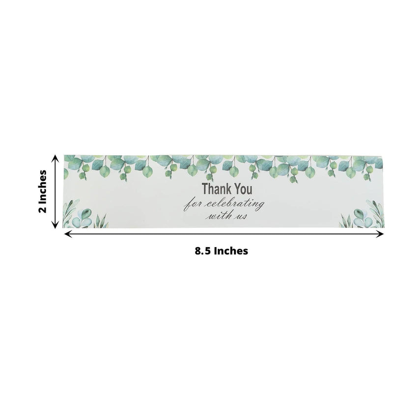 24 Thank You with Leaves Stickers Party Water Bottle Labels - White and Green STK_BOTT_TYCLB01_GRN
