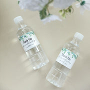 24 Thank You with Leaves Stickers Party Water Bottle Labels - White and Green STK_BOTT_TYCLB01_GRN