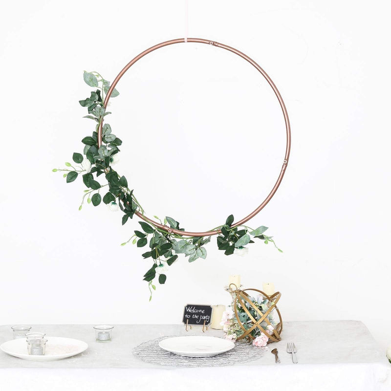 24" wide Round Metal Floral Hoop Wreath Ring - Rose Gold WOD_HOPMET2_24_054