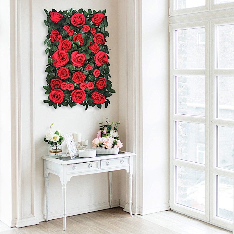24" x 18" Rose Silk Flowers Wall Backdrop Panel