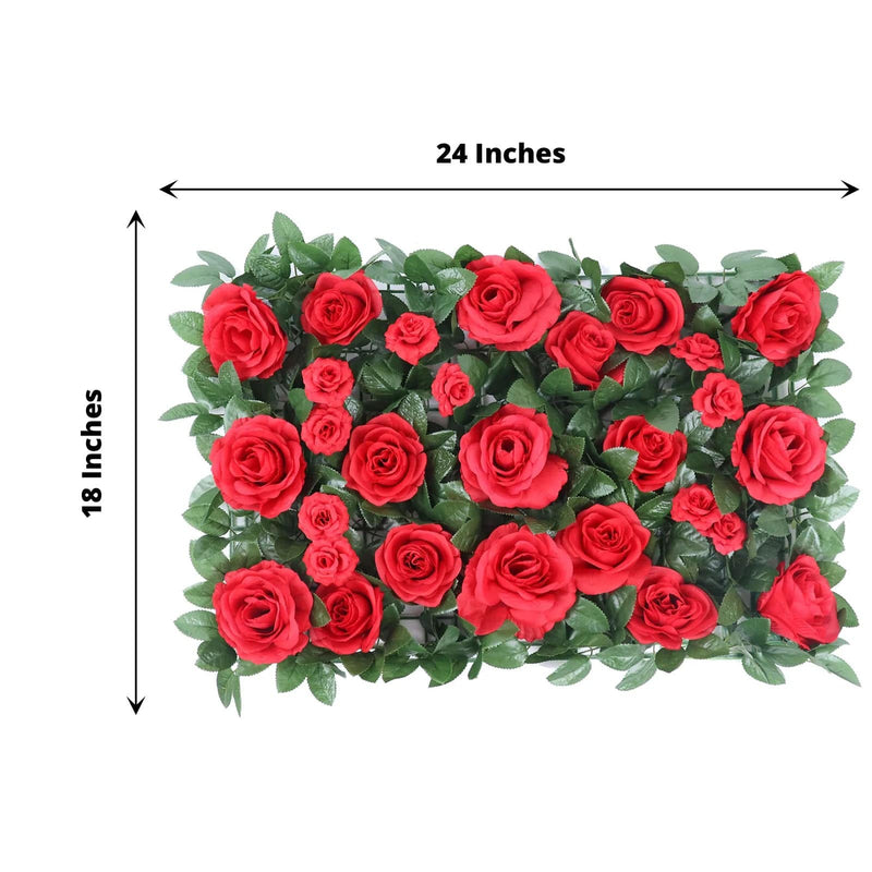 24" x 18" Rose Silk Flowers Wall Backdrop Panel