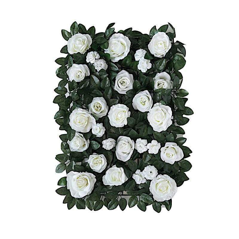 24" x 18" Rose Silk Flowers Wall Backdrop Panel ARTI_5069_WHT