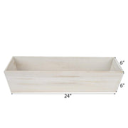 24" x 6" Natural Wood Rectangular Plant Holder Boxes Centerpieces - White WOD_PLNT01_24x6_WHT