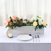 24" x 6" Natural Wood Rectangular Plant Holder Boxes Centerpieces - White WOD_PLNT01_24x6_WHT