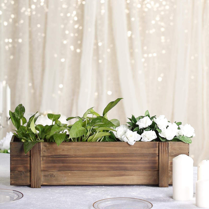 24"x6" Wood Rectangular Box Planter Holders Centerpieces - Dark Brown WOD_PLNT02_24X6_DKBN