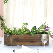 24"x6" Wood Rectangular Box Planter Holders Centerpieces - Dark Brown WOD_PLNT02_24X6_DKBN