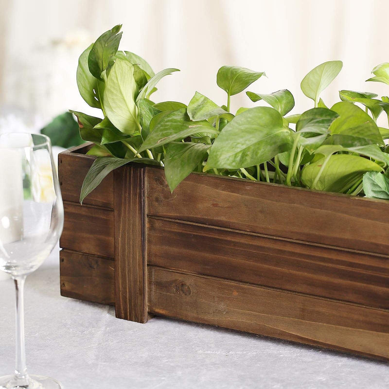 24"x6" Wood Rectangular Box Planter Holders Centerpieces - Dark Brown WOD_PLNT02_24X6_DKBN