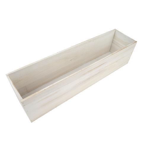 24" x 6" Natural Wood Rectangular Plant Holder Boxes Centerpieces - White WOD_PLNT01_24x6_WHT