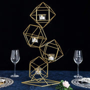 25.5" tall Jointed Geometric Stand with Glass Votive Candle Holders