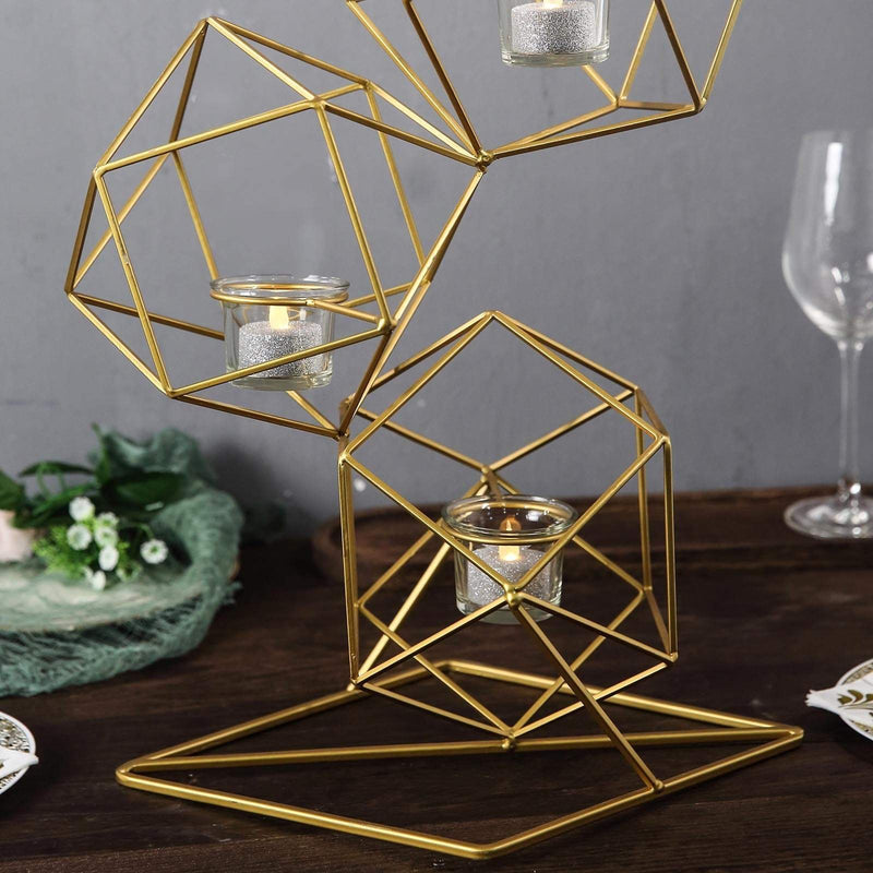 25.5" tall Jointed Geometric Stand with Glass Votive Candle Holders