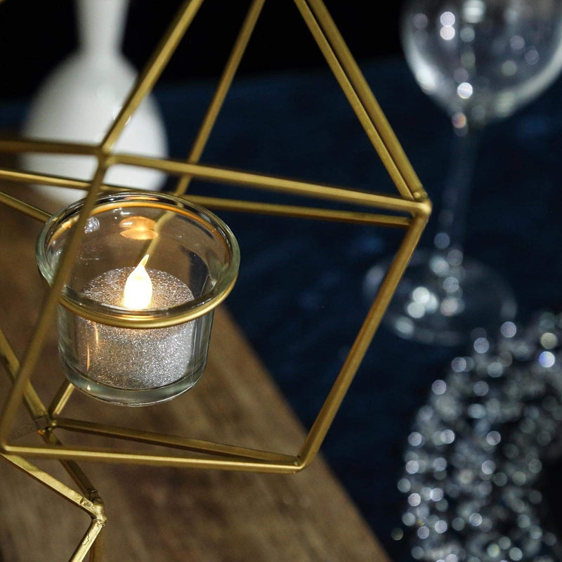25.5" tall Jointed Geometric Stand with Glass Votive Candle Holders