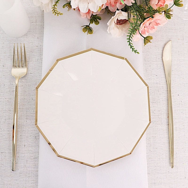 25 Decagonal 7" Salad Dinner Paper Plates - Disposable Tableware