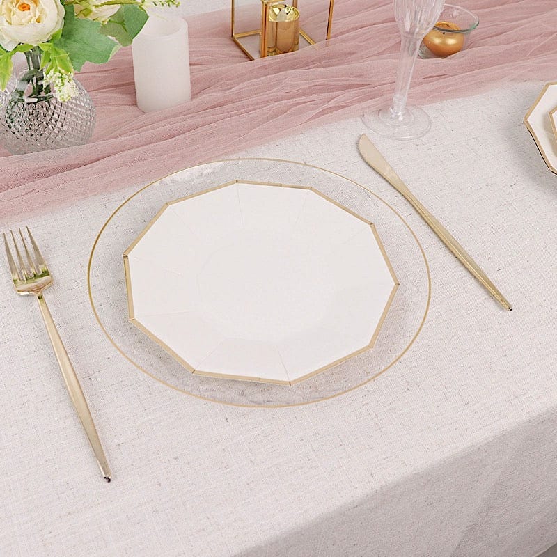 25 Decagonal 7" Salad Dinner Paper Plates - Disposable Tableware