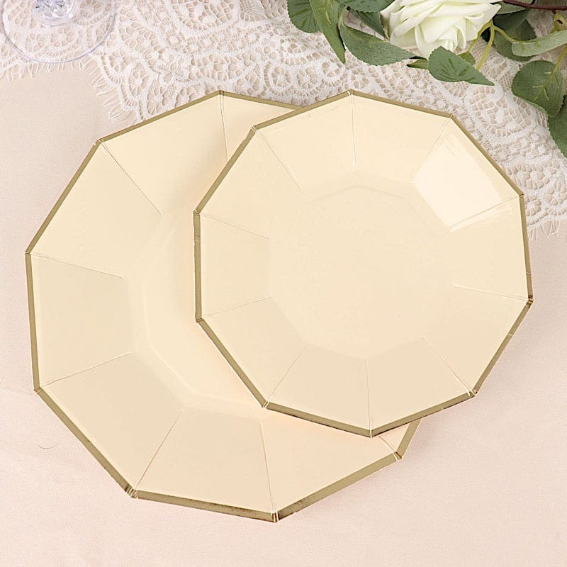 25 Decagonal 7" Salad Dinner Paper Plates - Disposable Tableware