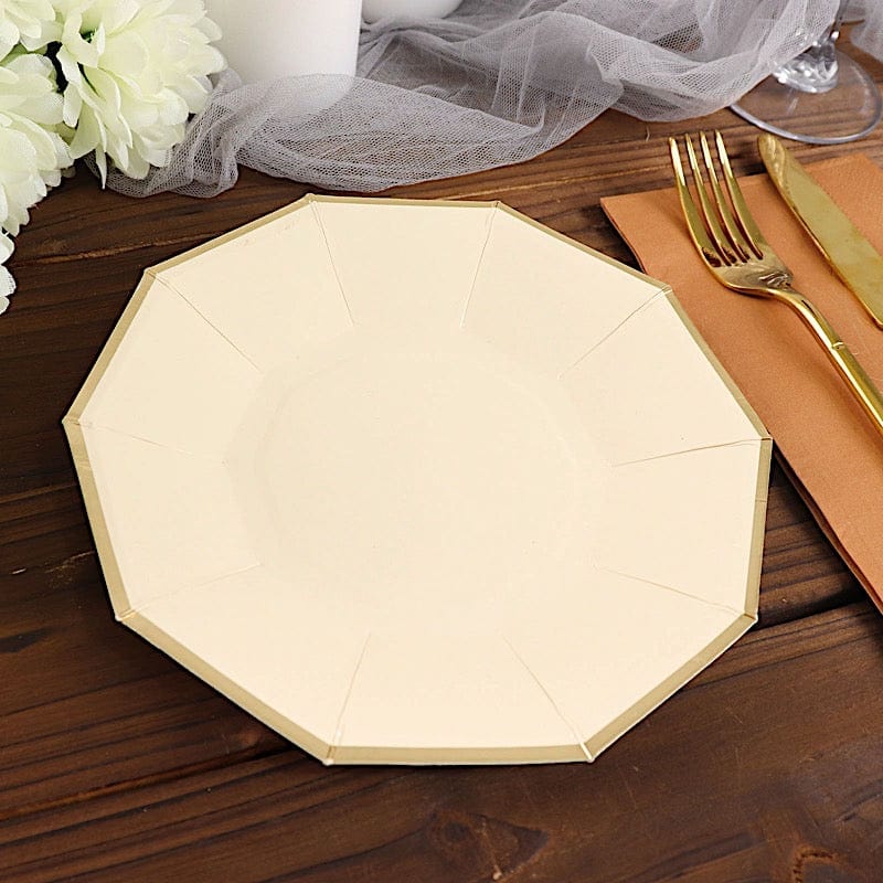 25 Decagonal 7" Salad Dinner Paper Plates - Disposable Tableware