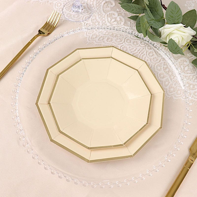 25 Decagonal 7" Salad Dinner Paper Plates - Disposable Tableware