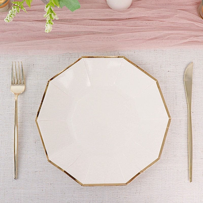 25 Decagonal 9" Salad Dinner Paper Plates - Disposable Tableware
