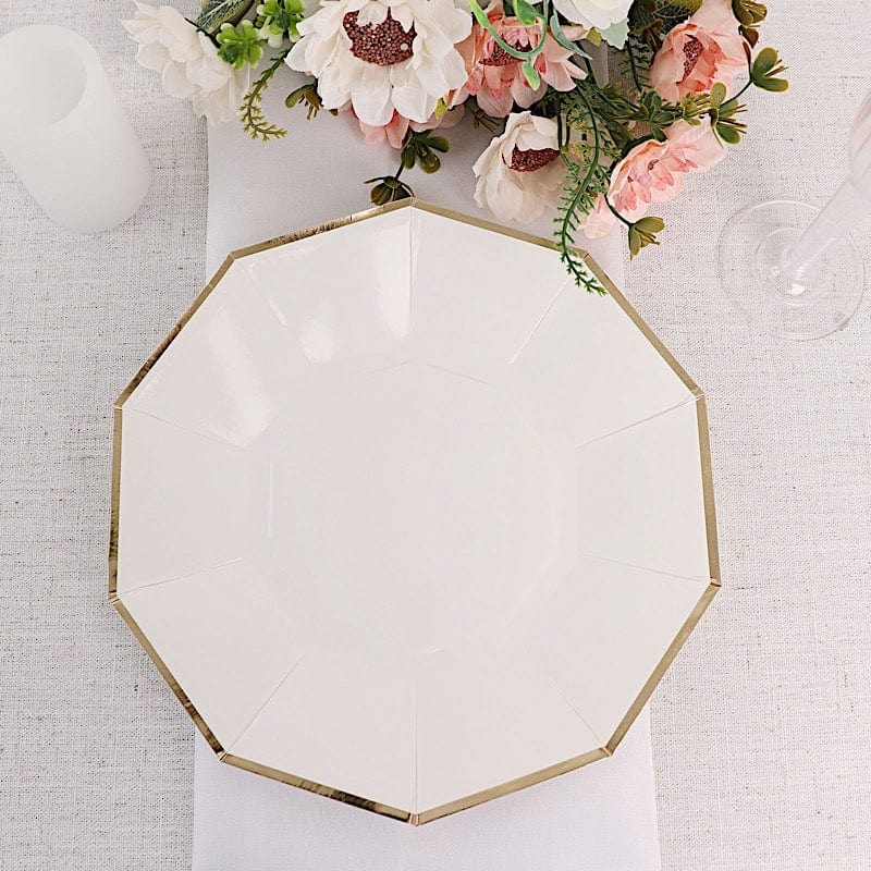 25 Decagonal 9" Salad Dinner Paper Plates - Disposable Tableware