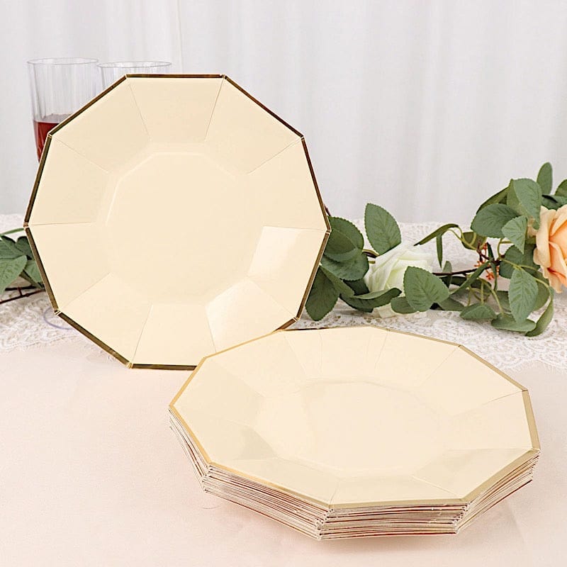 25 Decagonal 9" Salad Dinner Paper Plates - Disposable Tableware