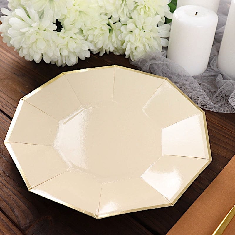 25 Decagonal 9" Salad Dinner Paper Plates - Disposable Tableware
