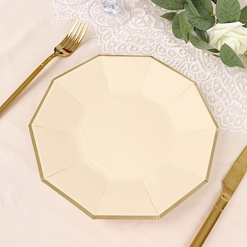 25 Decagonal 9" Salad Dinner Paper Plates - Disposable Tableware