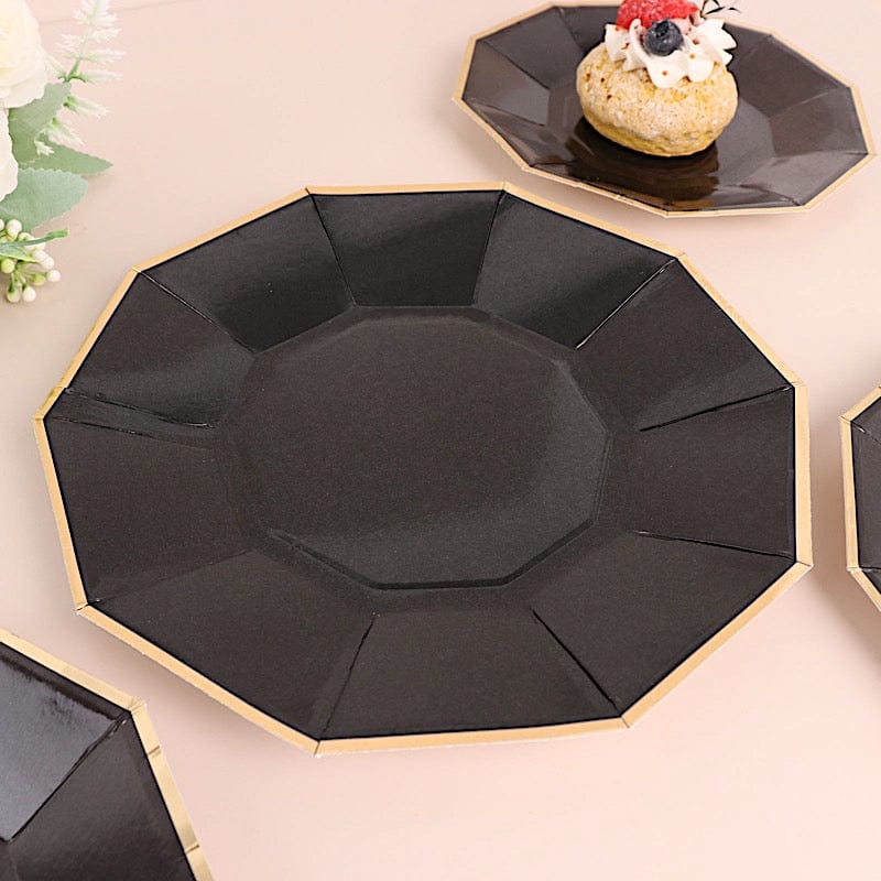 25 Decagonal 9" Salad Dinner Paper Plates - Disposable Tableware DSP_PPGD0001_9_BLKGD