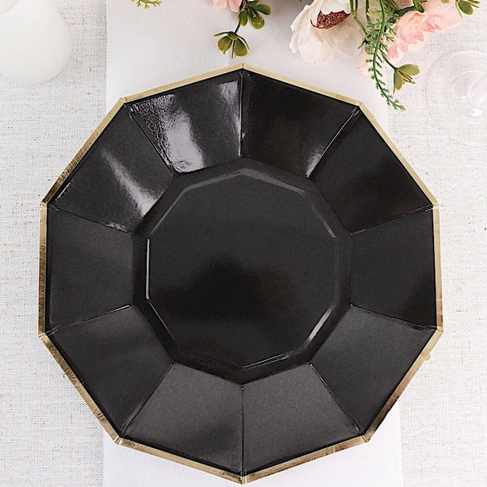 25 Decagonal 9" Salad Dinner Paper Plates - Disposable Tableware DSP_PPGD0001_9_BLKGD