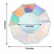 25 Decagonal Iridescent Salad Dinner Paper Plates - Disposable Tableware