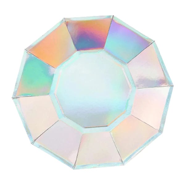 25 Decagonal Iridescent Salad Dinner Paper Plates - Disposable Tableware DSP_PPGD0002_9_ABW