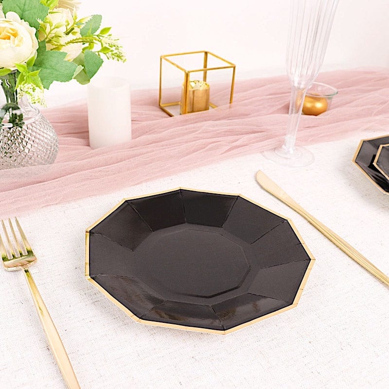 25 Decagonal Salad Dinner Paper Plates - Disposable Tableware DSP_PPGD0001_7_BLKGD