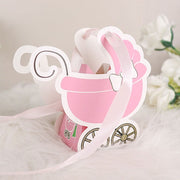 25 Favor Boxes Paper Stroller Baby Shower Gift Holders with Ribbon