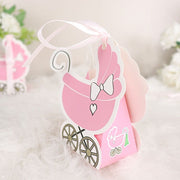25 Favor Boxes Paper Stroller Baby Shower Gift Holders with Ribbon