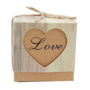 25 Favor Boxes Rustic Wooden Design Party Gift Holders - Natural BOX_2x2_WOD01_LOVE