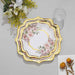 25 Floral Paper Salad Dinner Plates with Scallop Rim - Disposable Tableware